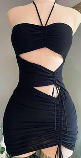 Vestido negro ajustado, sexy, minivestido para fiesta de bienvenida Y726