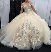 Robe de bal en tulle à épaules dénudées et appliques, robe de Sweet 16, Y2462