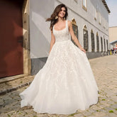 Elegant Square Neck Wedding Dress Open Back Sleeveless A-line Beading Exquisite Bridal Gowns Custom Made robe de mariée