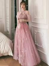 Robe de soirée rose, robe de bal dos nu, robe de soirée féerique Y1918