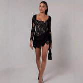 Sexy Lace Mesh Corset Mini Prom Dress