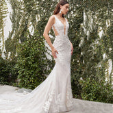 V-neck Wedding Dresses For Women 2024 Backless Mermaid Lace Appliques Floor-length Backless Customized Vestidos De Novia
