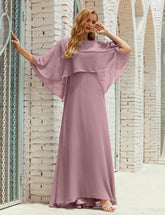 Vestido de dama de honor Sunderly para mujer, manga larga, cuello en V, de gasa, vestido formal de fiesta de boda SY28018