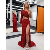 Robe de soirée sexy moulante à une épaule avec perles