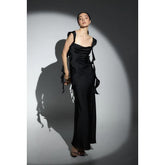 Vestido de fiesta de noche, sencillo e informal, con tirantes cuadrados y espalda abierta