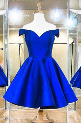 Robe de bal bleu royal en satin à épaules dénudées PD041