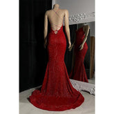 Robe de bal sirène scintillante à bretelles spaghetti pour filles noires