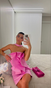 Pink Strapless Homecoming Dress Cute Party Dress Y2206