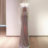 Vestido de noche sirena de lentejuelas encantadoras, vestido de fiesta largo y brillante Y7687