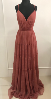 Robe de bal longue trapèze à col en V, robe de soirée charmante Y1351