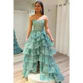 Glamorous & Dramatic Off-Shoudler Sparkly A-Line Sleeveless Slit Party Prom Dress