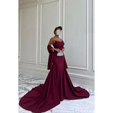 Robe de soirée sirène simple et décontractée sans manches à encolure dégagée