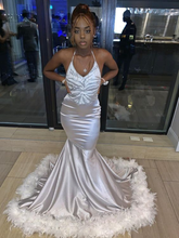 Encantador vestido de noche sin mangas estilo sirena para niñas negras Y6457