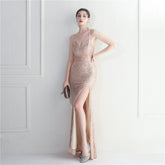 Nightclubs Dinner Ceremony Performance Evening Dress with Crisscross Elegance