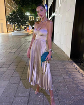 Robe de soirée trapèze à décolleté cœur, robe d'invitée de mariage Y2575