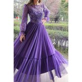 Unique Scoop Lace Long Sleeves A-line Formal Evening Dress