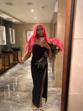 Robe de soirée fourreau/colonne noire charmante avec fente Y4244