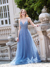 Baoleely A-line Tulle Luxurious Sexy Formal Evening Dresses Spaghetti Strap Sleeveless Floor Length