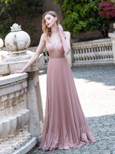 Baoleely A-Line V-neck Luxurious Fashion Formal Evening Dresses Spaghetti Strap Sleeveless Floor Length