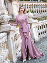 Baoleely Mermaid V-neck Fashion Formal Evening Dresses Long Sleeve Floor Length