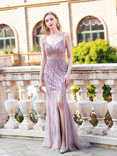 Baoleely Mermaid / Trumpet Luxurious Sexy Formal Evening Dresses Spaghetti Strap Sleeveless Floor Length Prom Dresses