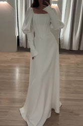 Vestidos de noche elegantes de celebridades, lisos, con volantes y cuello cuadrado