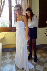 Vestido de novia playero Baoleely de gasa, corte sirena, escote corazón, con cola de volantes, MW129