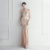 Robe de soirée longue coréenne en velours à sequins pour fête annuelle – Glamour mondain