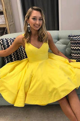 Cute A Line V Neck Yellow Short Homecoming Dress