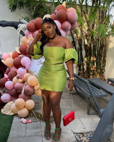 Green Two Piece Homecoming Dress 18th Birthday Outfit Dress Y7314