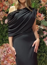 Chic Black Long Evening Dress Gala Dress Reception Dress Y6418