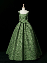 Robe de soirée verte vintage à fines bretelles, coupe trapèze, idéale pour un bal de promo ou une soirée d'anniversaire (Y7567)