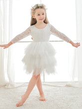 Vestido blanco de tul y encaje hasta la rodilla (2003227580)