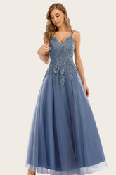 Dusty Long Prom Dress with Lace