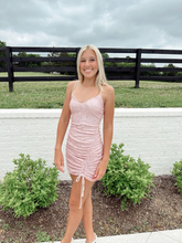Lindo vestido rosa con lentejuelas para baile de bienvenida, vestido rosa de graduación Y2042
