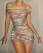 Robe de cocktail mini moulante sexy à perles de cristal Y8487