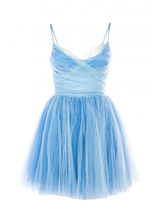 Cute Blue Spaghetti Straps Homecoming Dress Blue Tulle Party Dress Y2528