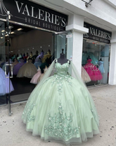 Robe de bal vert sauge avec appliques, robe de Sweet 16, robe de Quinceañera Y2319