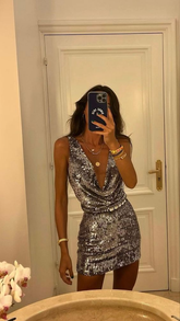 Vestido de fiesta sexy con lentejuelas para baile de bienvenida, vestido de cóctel Y2044