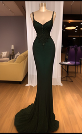 Robe de soirée sirène verte époustouflante, robe de concours Y4213