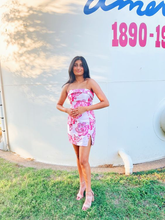 Lindo vestido de fiesta estampado floral sin tirantes Y2773