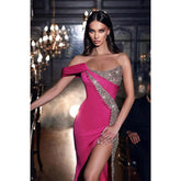 Robe de soirée longue sirène sexy sans bretelles à paillettes avec fente