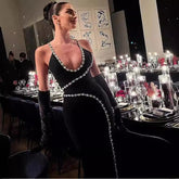 Elegant Long Sequin Mesh Halter Prom Dress