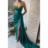 Robe de bal longue sexy à col en V et fente latérale