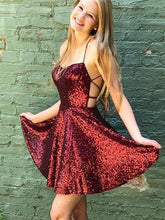 Sequins Ruffles Spaghetti Straps Mini Dresses SYH36