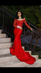 Elegant Red Mermaid Prom Dress Red Evening Dress Y5694