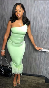 Robe midi asymétrique à ourlet flou, robe de soirée sexy Y2226