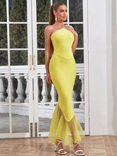 Vestido ajustado de moda con volantes y vendaje para mujer, sexy, de un solo hombro, largo, para fiesta de noche, verano, sin mangas, estilo maxi.