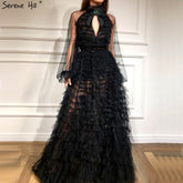 Black Perspective Sexy Evening Dresses 2025 Bow CUT-OUT Long Sleeves Evening Gowns LA60906