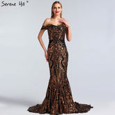 Robe de bal sirène noire sexy à paillettes, sans manches, en solde, 2025, luxueuse et sexy, LA60935